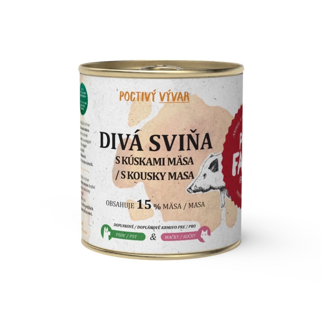 Pet Farm Family Vývar s kousky masa Divá sviňa 270 ml