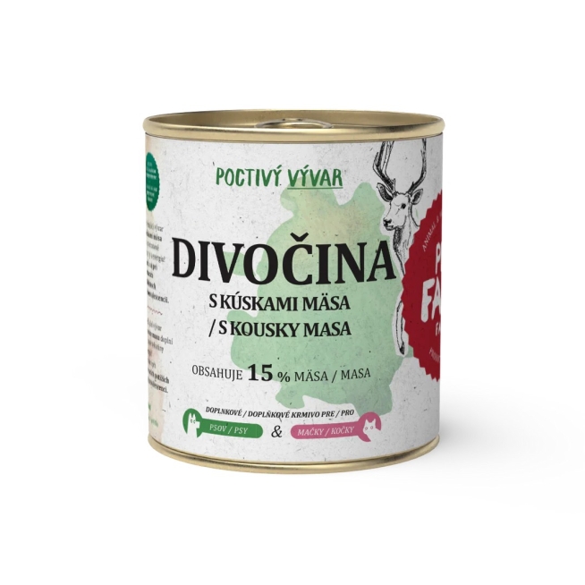 Pet Farm Family Vývar s kousky masa Divočina 270 ml